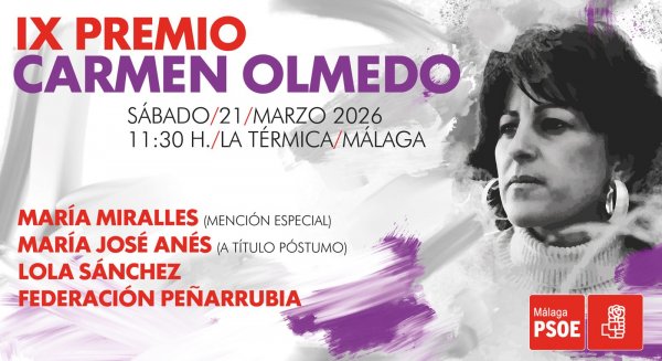 El PSOE de Málaga reconoce a referentes del feminismo y el compromiso social con el Premio Carmen Olmedo
