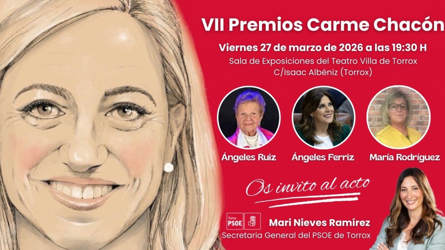 El PSOE de Torrox celebrará la séptima edición de los Premios Igualdad Carmen Chacón el próximo 27 de marzo