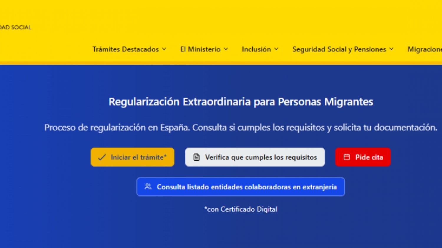 El Gobierno habilita un portal web específico para informar y gestionar el proceso de regularización extraordinaria