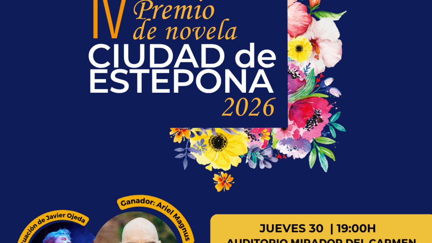 El cantante Javier Ojeda actuará en la entrega del IV Premio de Novela Ciudad de Estepona 