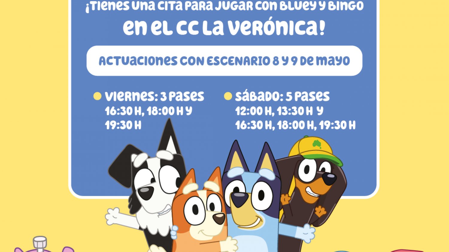 Los personajes de la serie Bluey llegan al centro comercial La Verónica para un espectáculo gratuito el 8 y 9 de mayo