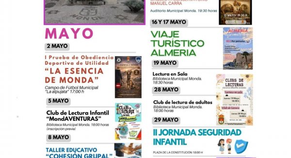 Monda presenta una variada programación cultural para mayo con música, talleres y la Romería de San Roque