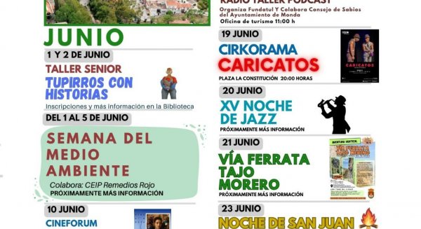 El Ayuntamiento de Monda presenta una intensa programación cultural para el mes de junio con más de 15 actividades