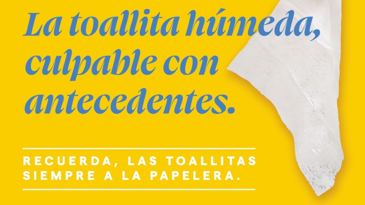 Emasa impulsa una nueva campaña de concienciación para evitar que las toallitas higiénicas sean arrojadas al inodoro