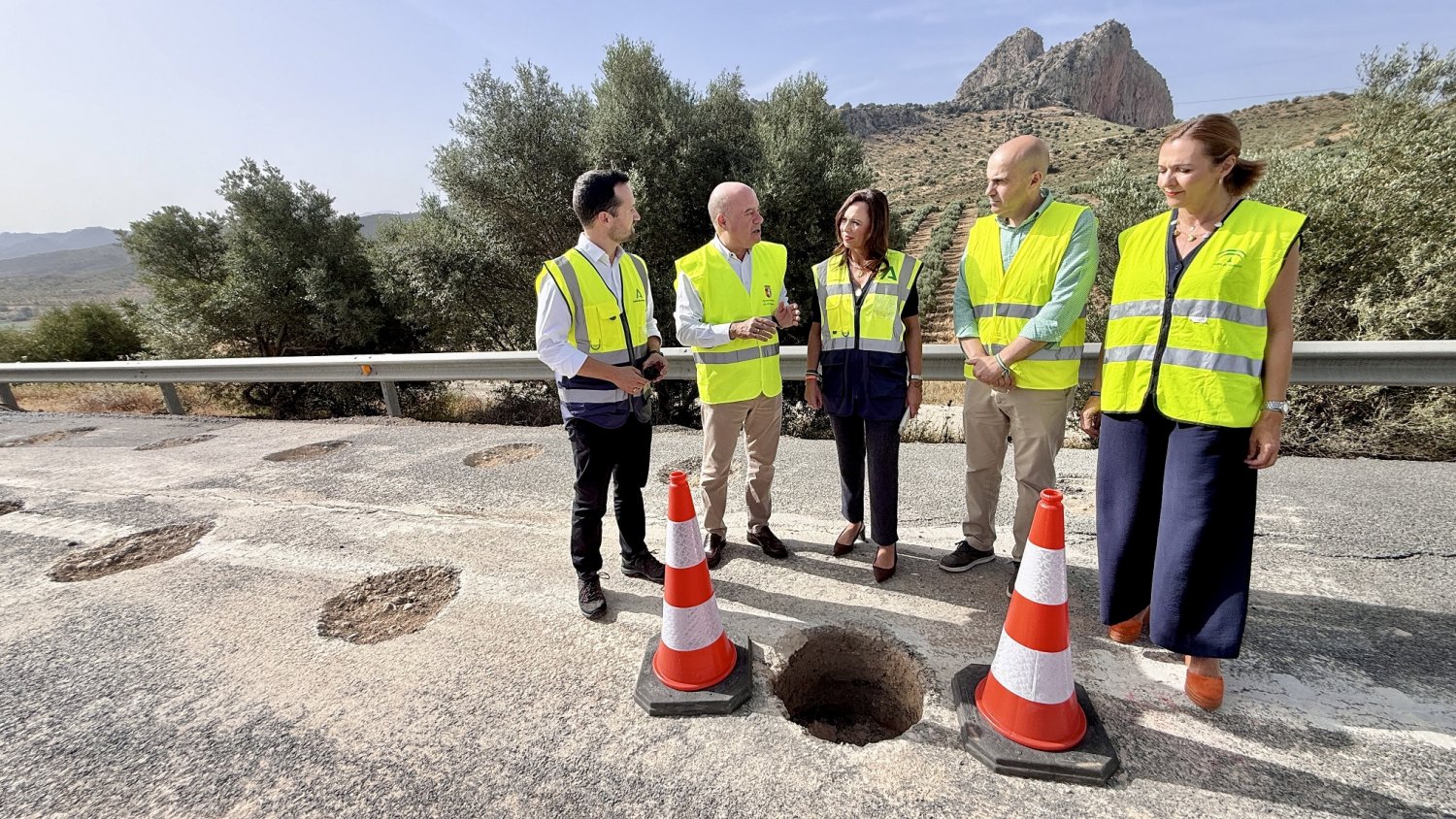 Rocío Díaz visita las obras de la A-92 en Antequera, en su fase final que finalizará el 26 de junio