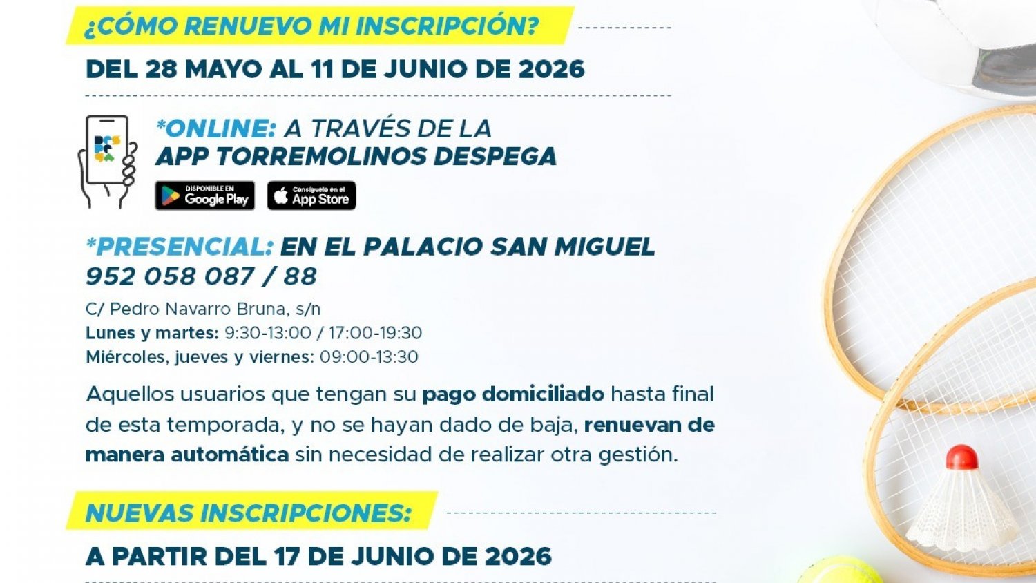 Torremolinos abre la nueva temporada deportiva con más de 7.300 plazas