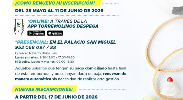 Torremolinos abre la nueva temporada deportiva con más de 7.300 plazas