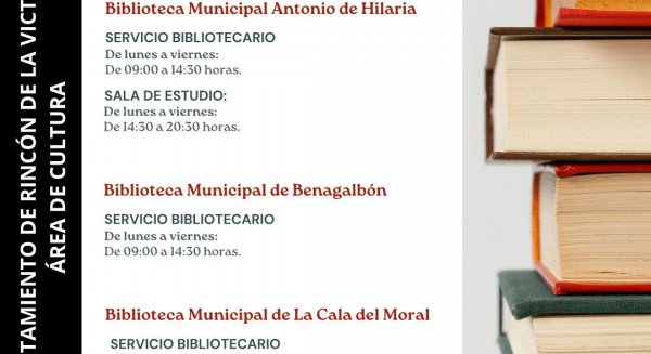 Las bibliotecas municipales de Rincón de la Victoria estrenan horario de verano del 1 de julio al 15 de septiembre