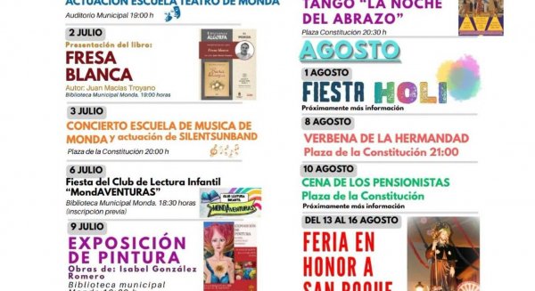 Monda presenta una programación cultural de verano con más de quince actividades