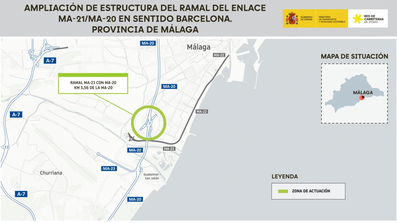 Transportes licita por 2,54 millones la ampliación del enlace entre la MA-21 y la MA-20