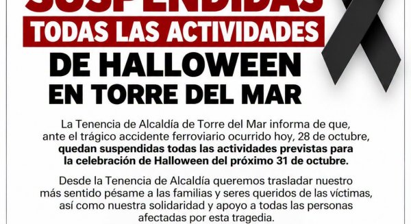 Torre del Mar y Caleta de Vélez suspenden su programación de Halloween ante el accidente ferroviario en Toledo