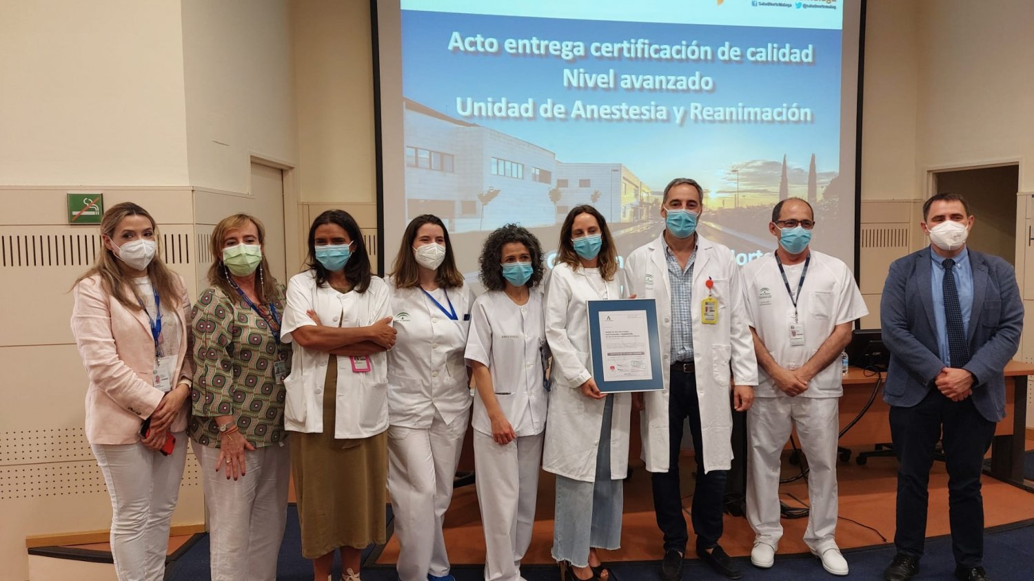 La unidad de Anestesiología y Reanimación del Área de Gestión Sanitaria Norte de Málaga recibe la certificación de calidad