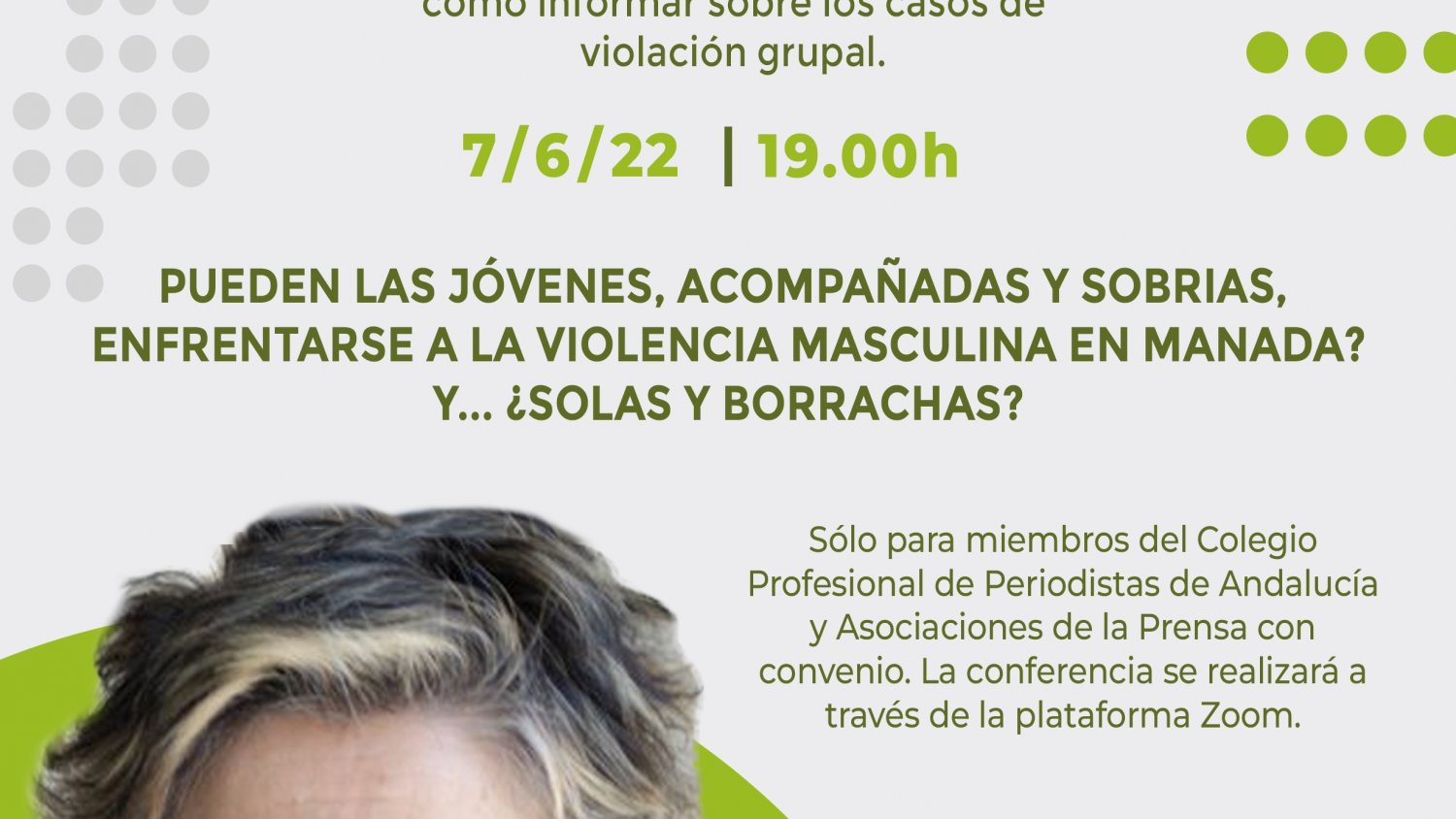 Pilar López Díez ofrece un encuentro online para abordar el tratamiento informativo de las violaciones en manada
