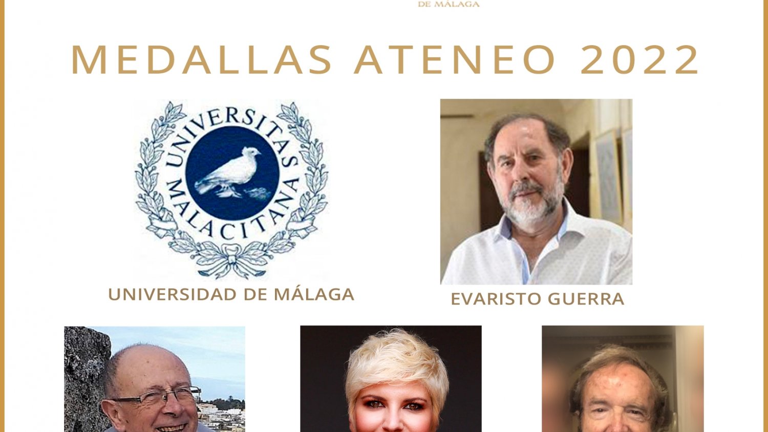 El Ateneo de Málaga concede sus Medallas a destacadas figuras de la cultura y la sociedad civil