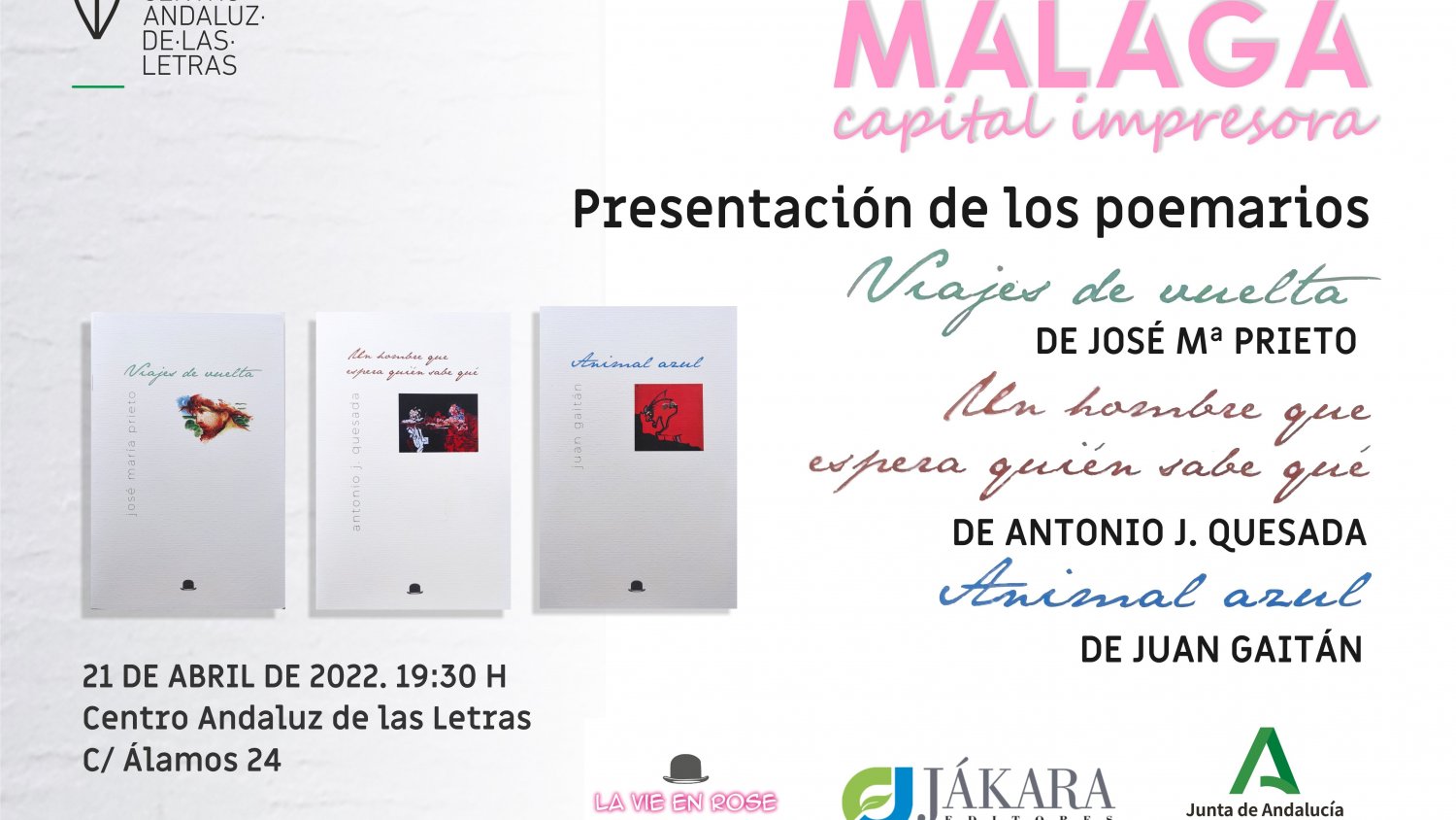El Centro Andaluz de las Letras presenta los tres primeros títulos de la colección ‘La vie en rose’